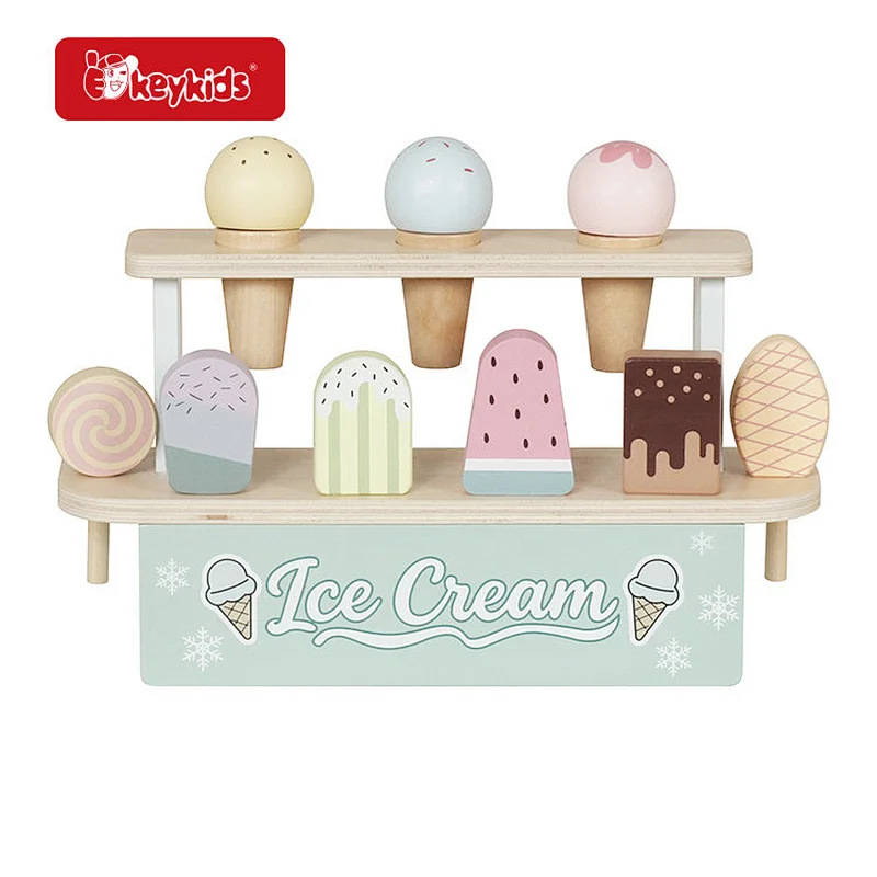 2026 Wholesale Montessori Kids Food Toy Wooden Ice Cream Pretend Play Set with Popsicles W10A315